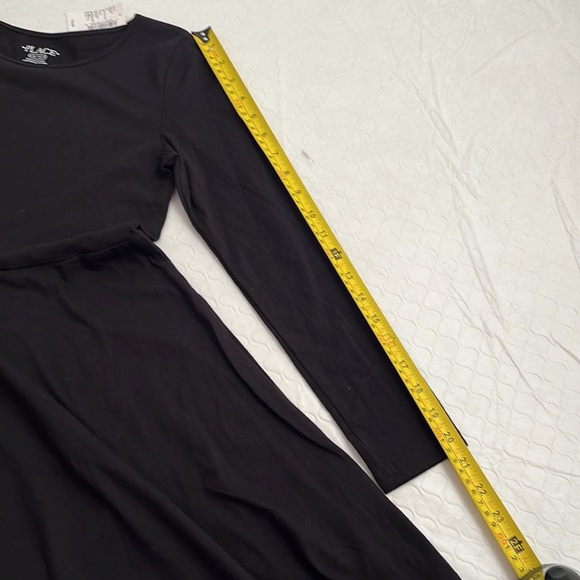 The children’s place black stretch long sleeve crew neck fit and flare dress - Picture 9 of 9